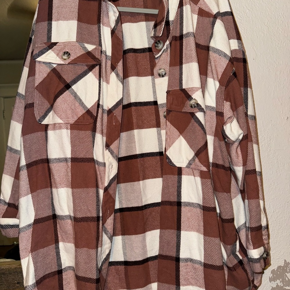Maurices Plaid Jacket in Brown and White